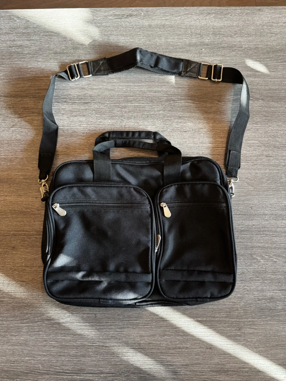 Black Laptop Bag-Briefcase with Shoulder Strap Multi-Compartment Work Travel Bag
